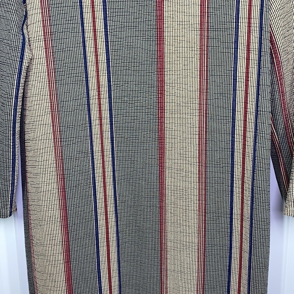 Zara - Tan & Blue & Red Stripe Mid Length Dress Size XS - Picture 3 of 5